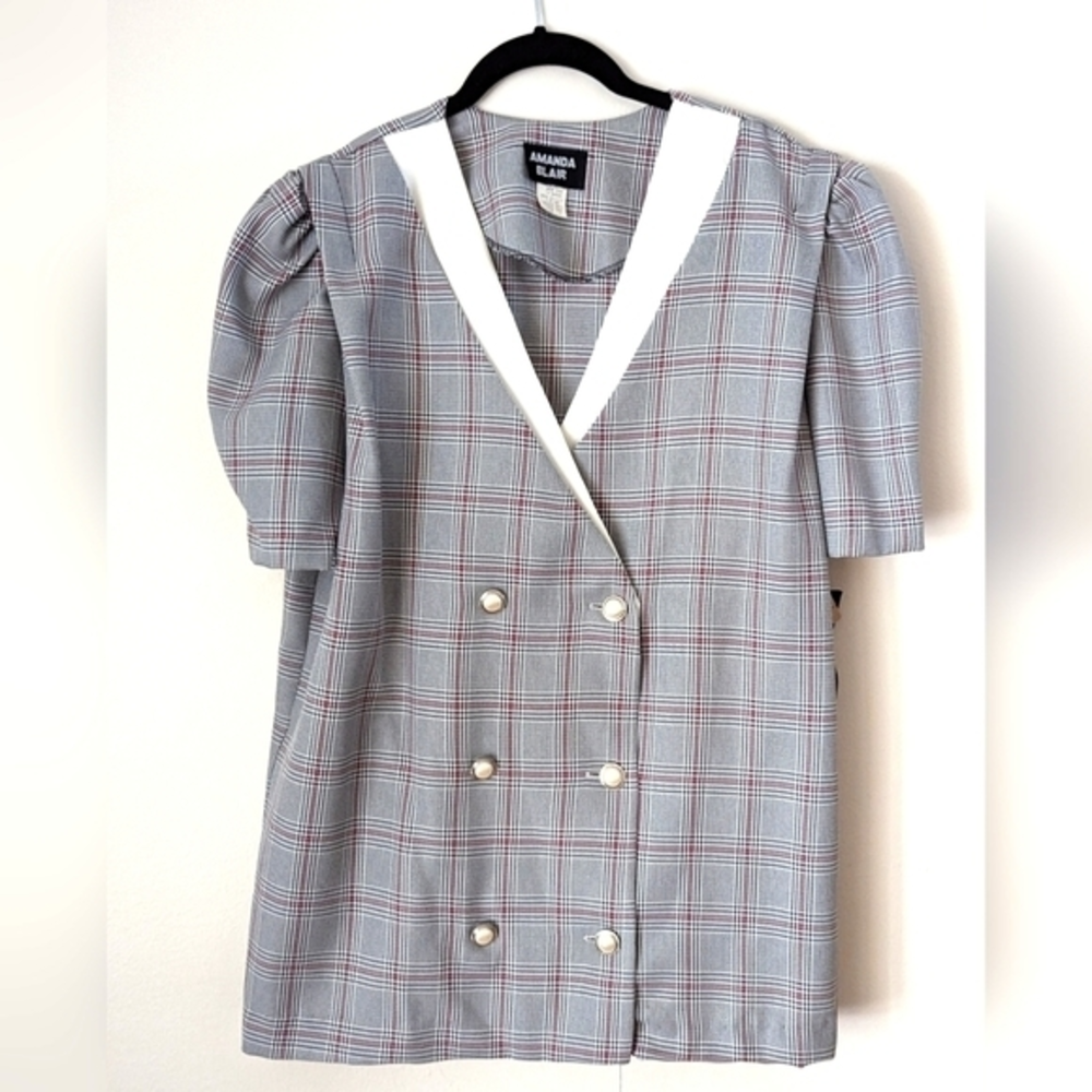 NWT, Vintage Tags, Amanda Blair Puff Sleeve Lined Collar Blouse,‎ 14